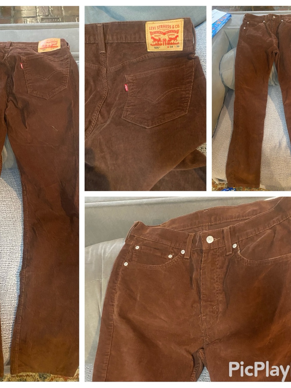 Levi's Men’s Brown Corduroy Straight-Leg Jeans